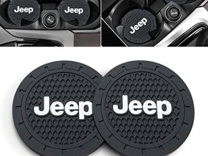 AOKADUTE Car Cup Holder Coaster Compatible with Jeep Grand Cherokee Wrangler Compass Renegade Patriot Grand Comander Recessed Silicone Non-Slip Drink Coaster Car Accessories 2.76 Inch 2 Pieces