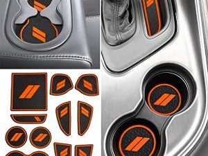 auovo 11pcs Decor Liner for Challenger Accessories 2015 2016 2017 2018 2019 2020 20212022 Interior Anti Dust Mats Center Console Cup Holder Insert Door Pocket Pad for Challenger 2021(Orange)
