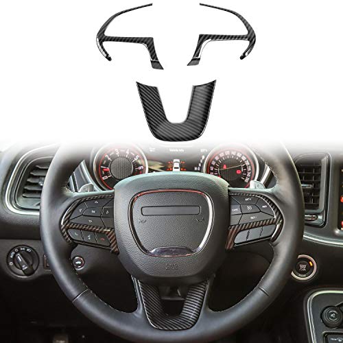 Voodonala for Challenger ABS Carbon Fiber Steering Wheel Trim for 2015-2022 Dodge Challenger Voodonala for Challenger ABS Carbon Fiber Steering Wheel Trim for 2015-2022 Dodge Challenger