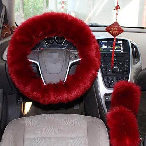 3 Pcs Fluffy Car Steering Wheel Cover Set Faux Wool Soft Furry Steering Wheel Cover Universal Warm Fluffy 15 inch (Wine Red) 3 Pcs Fluffy Car Steering Wheel Cover Set Faux Wool Soft Furry Steering Wheel Cover Universal Warm Fluffy 15 inch (Wine Red)