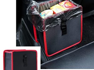 Miytsya 1 PC Hanging Car Trash Bag Can Premium Waterproof Litter Garbage Bag Organizer 22*22*14.5CM Red