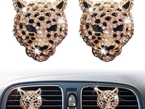 2 Pcs Bling Leopard Air Vent Clips