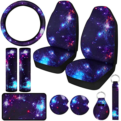 10 Pcs Galaxy Car Seat Covers Set Car Steering Wheel Cover Front Seat Covers Cup Holder Keyring Armrest Pad Seat Belt Pads Wrist Strap Print Car Decor Accessories for Vehicle Car (Starry Sky Style) 10 Pcs Galaxy Car Seat Covers Set Car Steering Wheel Cover Front Seat Covers Cup Holder Keyring Armrest Pad Seat Belt Pads Wrist Strap Print Car Decor Accessories for Vehicle Car (Starry Sky Style)