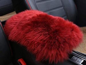 Forala Auto Center Console Pad Furry Sheepskin Wool Car Armrest Seat Box Cover Protector Universal Fit (W-Wine Red)