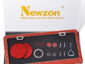 Newzon Bling Red Licenses Plate Frames for Women