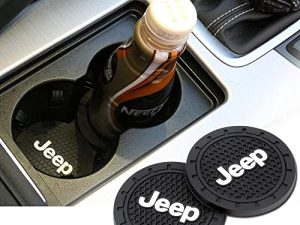 Car Cup Holder Coaster Inserts 2Pcs Car Logo Auto Anti Slip Cup Holder Insert Coaster for fit Car Accessories (FitJeep)