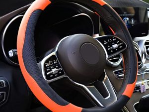 Xizopucy Orange Steering Wheel Cover Microfiber Leather Sporty Car Accessories for Men and Women
