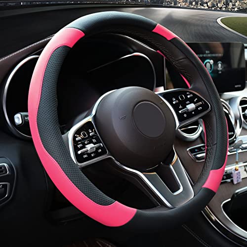 Xizopucy Pink Steering Wheel Cover Microfiber Leather Sporty Car Accessories for Men and Women Xizopucy Pink Steering Wheel Cover Microfiber Leather Sporty Car Accessories for Men and Women