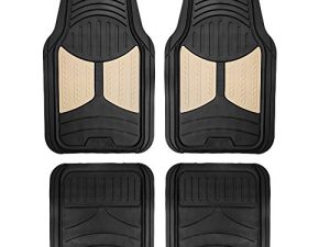 Automotive Floor Mats Beige Climaproof for All Weather Protection Universal Fit Heavy Duty Rubber fits Most Cars