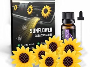 6 Pieces Sunflower Air Vent Clip Car Air Freshener Sunflower Car Accessories Cute Car Air Freshener Sunflowers Gift Decorations Girasoles Car Clip Interior Air Vent Decorations