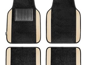 FH Group F14407BEIGE Universal Fit Premium Carpet Beige Automotive Floor Mats fits most Cars