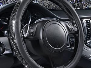 CAR PASS Bling Diamond Leather Steering Wheel Cover