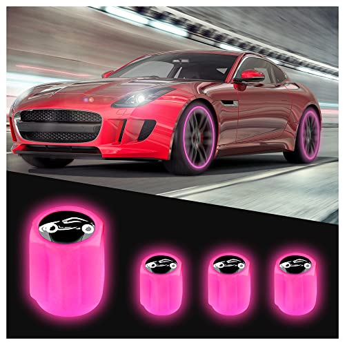 Junecarp 4Pcs Luminous Sports car Tire Air Valves Stem Caps Junecarp 4Pcs Luminous Sports car Tire Air Valves Stem Caps