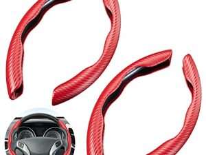 2 Sets Steering Wheel Cover Car Carbon Fiber Steering Wheel Cover for Women and Men Safe and Non Slip Car Accessory