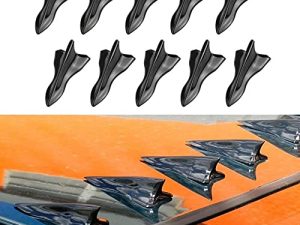 RULLINE Air Vortex Generator Diffuser Shark Fin 10pcs Set Kit Compatible with Spoiler Roof Wing Pointed End Style Black