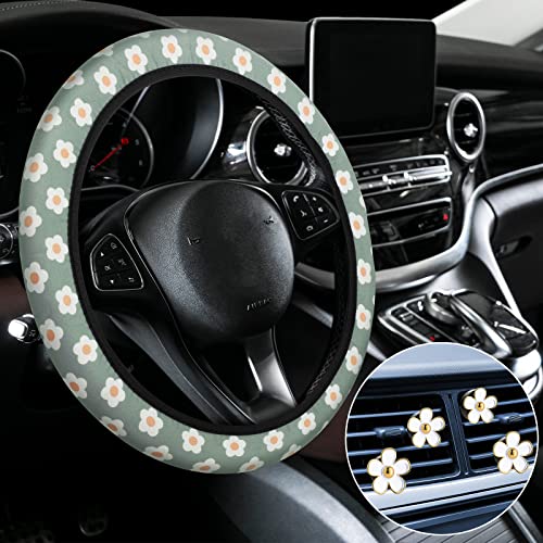 Cute Steering Wheel Cover Flower Steering Wheel Cover Floral Steering Wheel Cover for Girls with 4 Pieces Cute Flowers Car Air Vent Clips for Women Girls Car Decorations (Fresh Pattern) Cute Steering Wheel Cover Flower Steering Wheel Cover Floral Steering Wheel Cover for Girls with 4 Pieces Cute Flowers Car Air Vent Clips for Women Girls Car Decorations (Fresh Pattern)