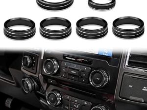 Kujunpao Air Conditioner Switch Trim Cover Aluminum Center Console Knob Compatible for Ford F150 XLT Accessories 2015-2019 6PCS(Black)