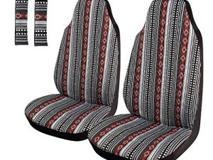 Copap Black Stripe Front Seat Cover Colorful Baja Blanket Bucket Seat Cover 4pcs Universal Saddle Blanket with Seat-Belt Pad Protectors for Car