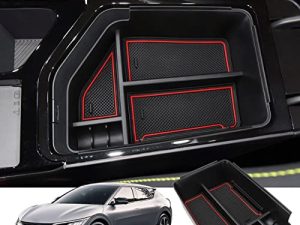 MARCHFA Center Console Organizer Tray Compatible for 2022 2023 Kia EV6 Accessories Armrest Box Tray Organizer Insert Secondary Storage Box for EV6 2022 2023 (Red)