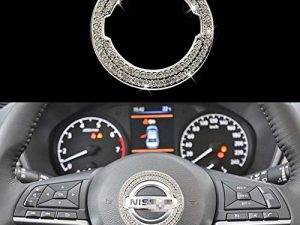 JALII Bling Bling Car Steering Wheel Logo Caps Decorative Diamond emblem outer ring Sticker Compatible with nissan