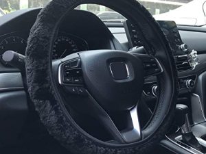 KAFEEK Elastic Long Microfiber Plush Steering Wheel Cover for Winter Warm