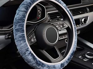 KAFEEK Elastic Long Microfiber Plush Steering Wheel Cover for Winter Warm
