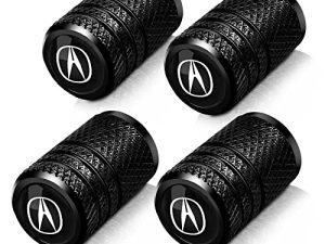 ZhongShanHui 4 Pcs Black Metal Car Wheel Tire Valve Stem Cover-Auto Valve Stem Caps Compatible with Acura NSX ILX RDX CDX RLX TLX TLX-L Styling Decoration Accessories