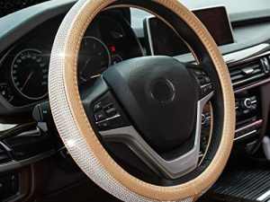 New Diamond Leather Steering Wheel Cover with Bling Bling Crystal Rhinestones