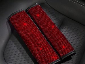 MLOVESIE 2 Packs Bling Bling Auto Seat Belt Shoulder Pads with Crystal Glitter Rhinestones for Girls