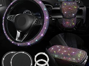 Diamond Bling Steering Wheel Cover for Women Foldable Universal Fit 15 Inch
