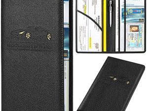 Car Registration and Insurance Holder - Leather Vehicle License Registration Holder for Car Document Card Glove Box Organizer