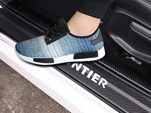 JEYODA Car Door Sill Car Threshold Pedal Sticker for Nissan Frontier Decoration Carbon Fibre Vinyl Sticker Car Accessories Car-Styling (White)