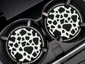 2PCS Bling Cow Print Car Accessories for Women