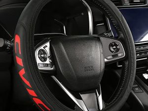 TINSATINEI Elastic Car Letters Steering Wheel Cover Compatible with Honda Civic Steering Wheel Cover for Men Women Car Accessories Red
