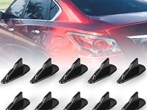 RULLINE 10pcs/Set Diffuser Shark Fin Kit Compatible with Spoiler Roof Wing Air Vortex Generator Black