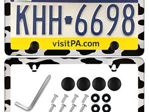 Cow Print License Plate Frame for Car