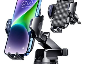 VANMASS 2022 Upgraded Car Phone Holder Mount [Military Steel Hook & Super Suction Cup] Handsfree Cell Phone Holder Car Dash Windshield Air Vent Stand for iPhone 13 12 Pro Max Samsung Truck