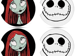 Akkya Car Cupholder Coaster Absorbent 4 Pack Cute Funny Cartoon Characters Rubber New Automotive Cup Holder Decal Decor Accessories for Women Men BD0901-03