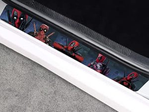 CHIBAO 4Pcs/Set Premium Carbon Fiber Door Sill Protectors Door Sill Decoration Sticker Front/Rear for Deadpool Car Accessories Universal