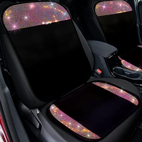 2 Pair Bling Car Seat Covers for Women Girls Rubber Black Front Seat Cover with Crystal Diamond Rhinestone Breathable Car Seat Protectors Fit Most Cars (Colorful) 2 Pair Bling Car Seat Covers for Women Girls Rubber Black Front Seat Cover with Crystal Diamond Rhinestone Breathable Car Seat Protectors Fit Most Cars (Colorful)