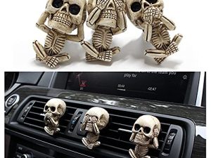 Skull Car Air Fresheners Vent Clips for Car Accessories Interior Decoration with 3 Scent Pads