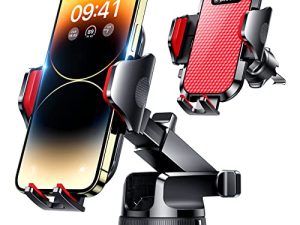 VANMASS 2022 Upgraded Car Phone Holder Mount [Military Steel Hook & Super Suction Cup] Handsfree Cell Phone Holder Car Dash Windshield Air Vent Stand for iPhone 14 13 12 Pro Max Samsung Truck