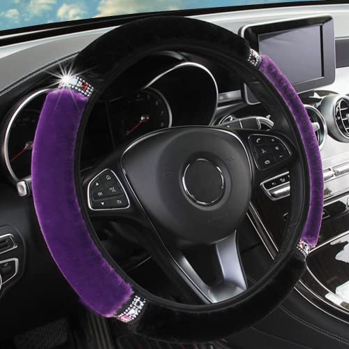 YSFKJ Diamond Fluffy Steering Wheel Cover with Sparkly Crystal Rhinestones YSFKJ Diamond Fluffy Steering Wheel Cover with Sparkly Crystal Rhinestones