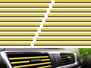 Frienda 20 Pieces Car Air Conditioner Vent Outlet Decoration Strips Universal Waterproof Bendable Car Vent Outlet Trim Decoration Car Interior Accessories for Straight Air Vent Outlet (Gold)