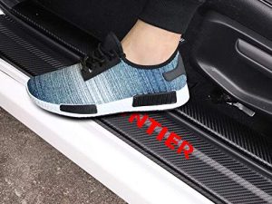 JEYODA Car Door Sill Car Threshold Pedal Sticker for Nissan Frontier Decoration Carbon Fibre Vinyl Sticker Car Accessories Car-Styling (Red)