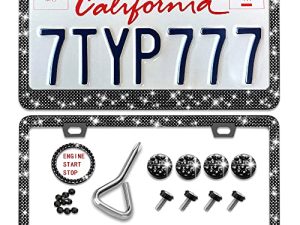 Newzon Black Rhinestone License Plate Frame