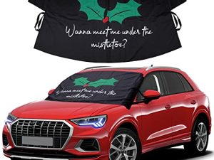 EcoNour Car Windshield Snow Cover for Car Decor | Tough 600D Polyester Fabric Windshield Snow Cover | Water & Sag-Proof Christmas Car Accessories for Ice Removal | Standard (69 x 42 inches)