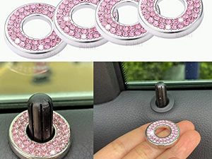 Pink Bling Car Accessories for Women Pink Car Bling Pink Bling Interior Car Accessories Bling Accessories for Car Sparkle Car Door Lock Cover for C Class Accessories