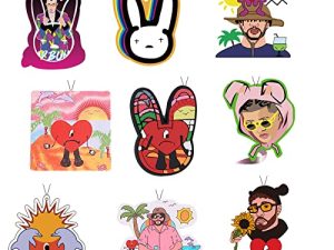 9 Pairs Bad Bunny Car Air Freshener Bad Bunny Car Accessories Bad Rabbit Hanging Car Air Freshener Cute Car Air Freshener Car Scents Air Freshener Car Rearview Mirror freshener Mirror Perfume
