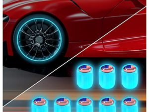 American Flag Night Glow Luminous Wheels Cap Tire Valve Stem for Car